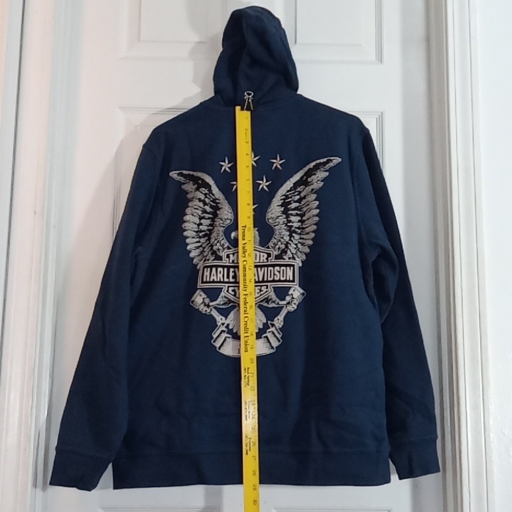 Harley-Davidson Long Sleeve Full Zip Hoody Dark Blue Mens Extra Large - Picture 4 of 5